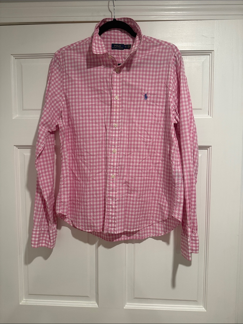 Polo by Ralph Lauren Pink Gingham Button-Down Shirt with Blue Pony